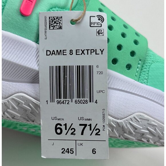 adidas Dame 8 EXTPLY Women 7.5 Pulse Mint Basketball Shoes Damian Lillard ID5677 - Picture 9 of 9